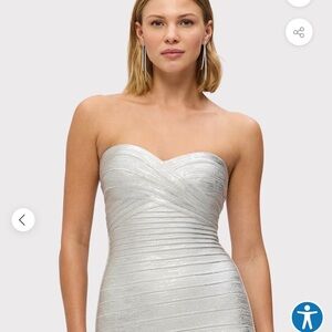 Elegant Silver Strapless Dress